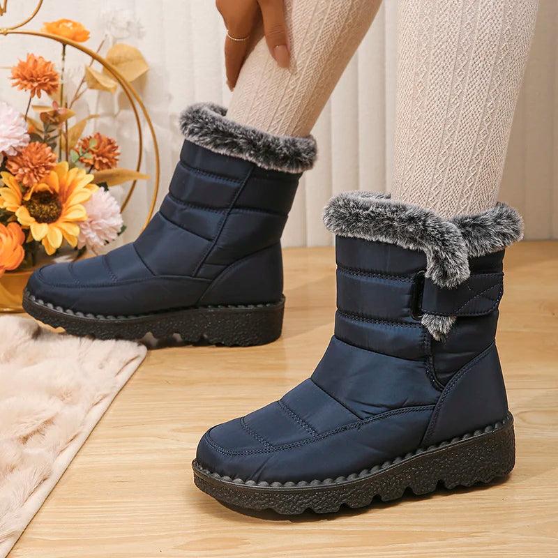 Women’s Waterproof Snow Boots | Plush Faux Fur Winter Boots - Dhavinci