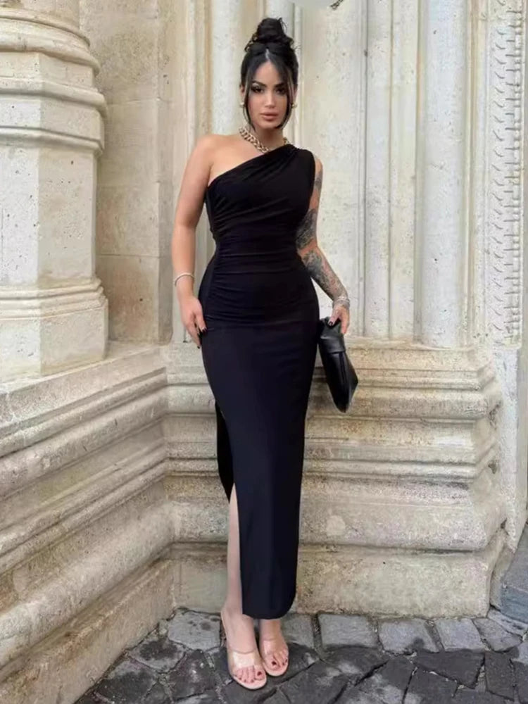 Summer Black New Dress Women Fashion Sexy Split Sleeveless Backless Slim Maxi Dress Female Casual Club Elegant Lady Party Dress - Dhavinci