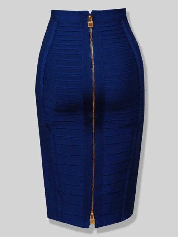 Plus Size Bandage Skirt for Women | Sexy Zipper A-Line in 13 Colors - Dhavinci