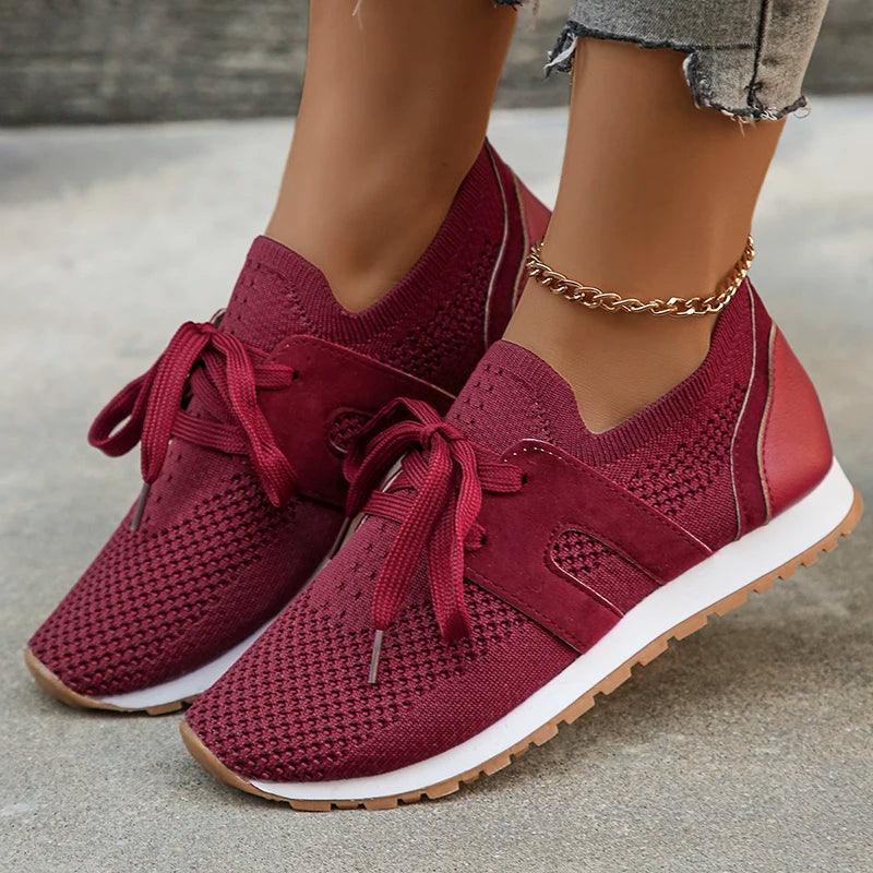 Breathable Knitting Sneakers for Women | Non-Slip Casual Flats - Dhavinci