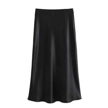 2025 Y2K High-Waisted A-Line Satin Skirt for Women | Casual Spring Skirt - Dhavinci