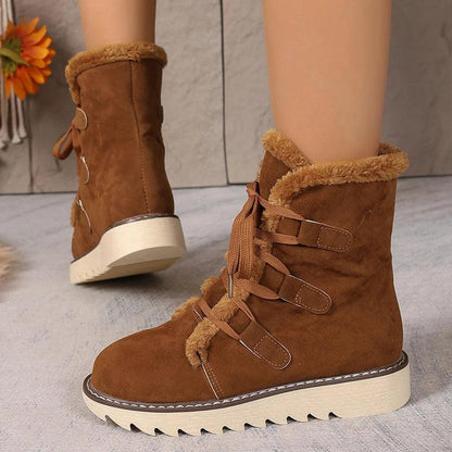 Lace-Up Plush Winter Ankle Boots for Women | Warm Snow Shoes &nbsp; - Dhavinci