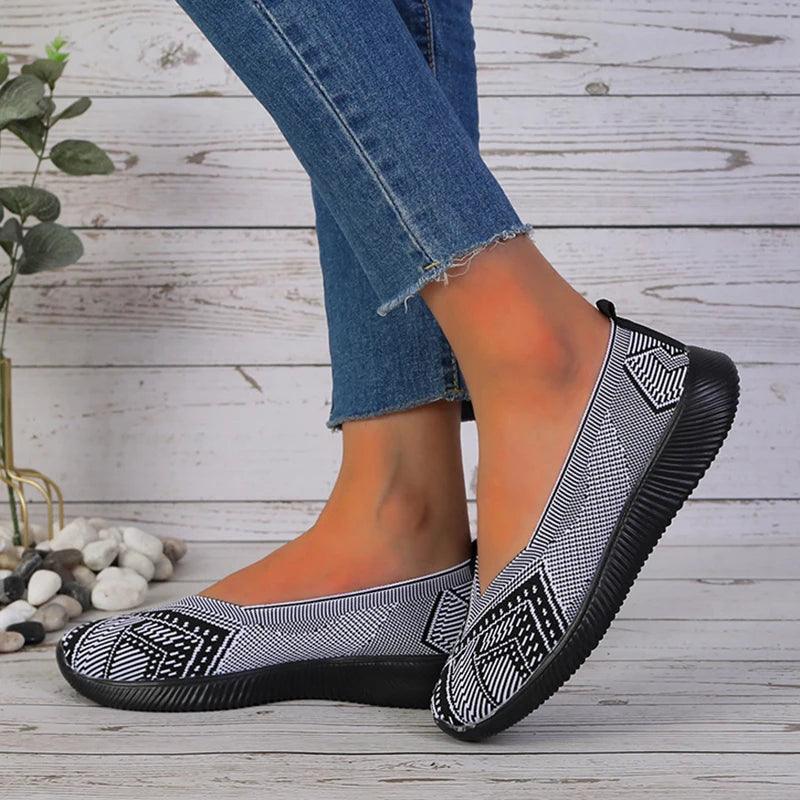 Breathable Women's Knit Sneakers | Slip-On Non-Slip Flats - Dhavinci