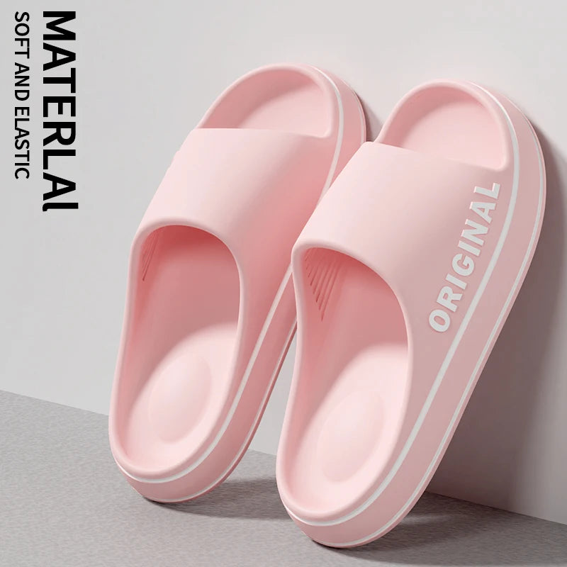 Feslishoet Women Letter Slippers Beach Slides Solid Color Mens Thick Sole Indoor Bathroom Anti Slip Shoes Summer Couple Sandals - Dhavinci