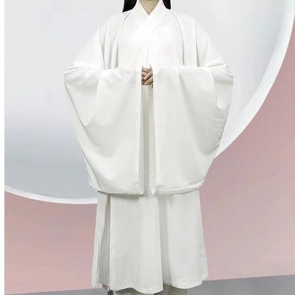 Hanfu Chinese Ming Dynasty Traditional Round Collar Robe Lining Original White Inner Wear Clothing Taoist Robe Lingerie Costume - Dhavinci