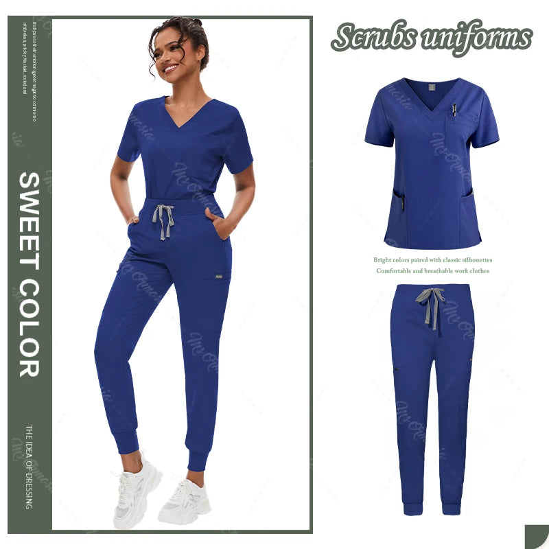 Hot Sale Anti Wrinkle Scrubs Workwear Washable Soft Fabric Nurse Hospital Uniforms Medical Scrubs Top Pants Jogger Scrubs Sets - Dhavinci