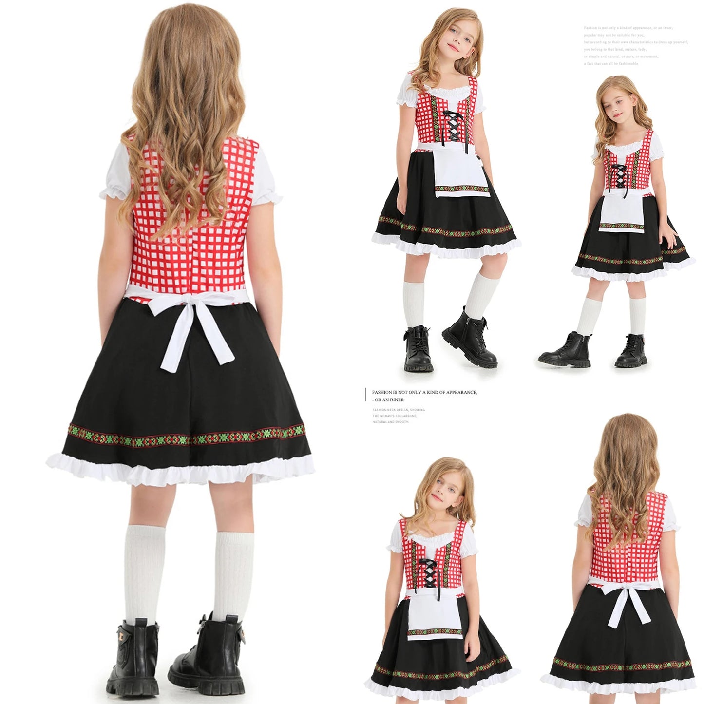 Oktoberfest Beer Kid Girls Costume Traditional German Fraulein Bavarian Dirndl Dress Child - Dhavinci