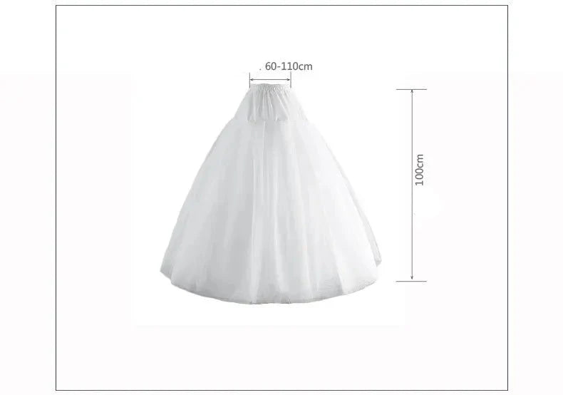 White Tulle Petticoat for A Line Style Wedding Dress 4-8 Layers No Hoops Bridal Wedding Accessories Long Petticoats Underskirt