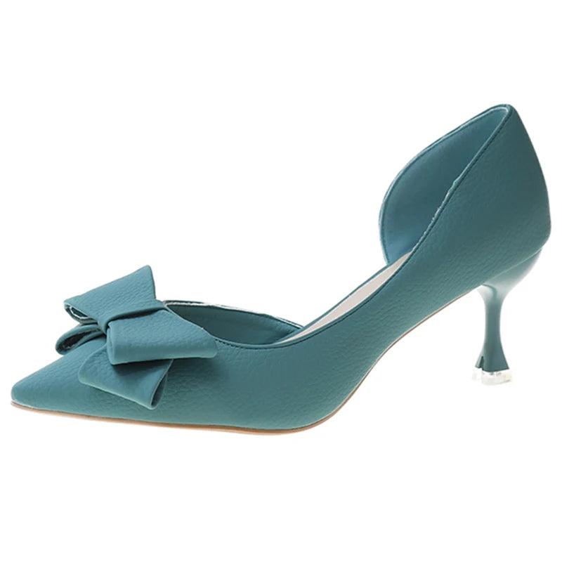 Elegant Blue Bowknot Heels | Women’s Summer Party Pumps - Dhavinci