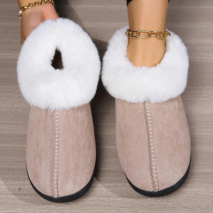 Fluffy Indoor Slippers for Women | Warm Plush Suede House Shoes - Dhavinci