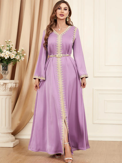 Autumn Muslim Jalabiya Dress | Lace-up Abaya for Ramadan 2025 - Dhavinci