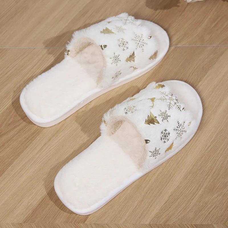 Winter Christmas Fluffy Slippers | Women’s Plush Fur House Shoes - Dhavinci