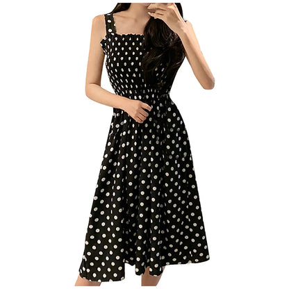 Women's Dresses 2024 Summer Fashion Loose None Sleeve Polka Dot Shoulder Plus Size Casual Dress Sexy Dresses - Dhavinci