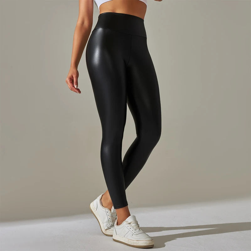 Oversized Faux Leather Leggings | Women’s High-Waisted Yoga Pants