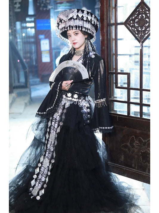 Miao Clothing Dark Rose Series Girlfriends Miao' S Girl Sweet Cool Trailing Formal Dress Ethnic Style Photography - Dhavinci