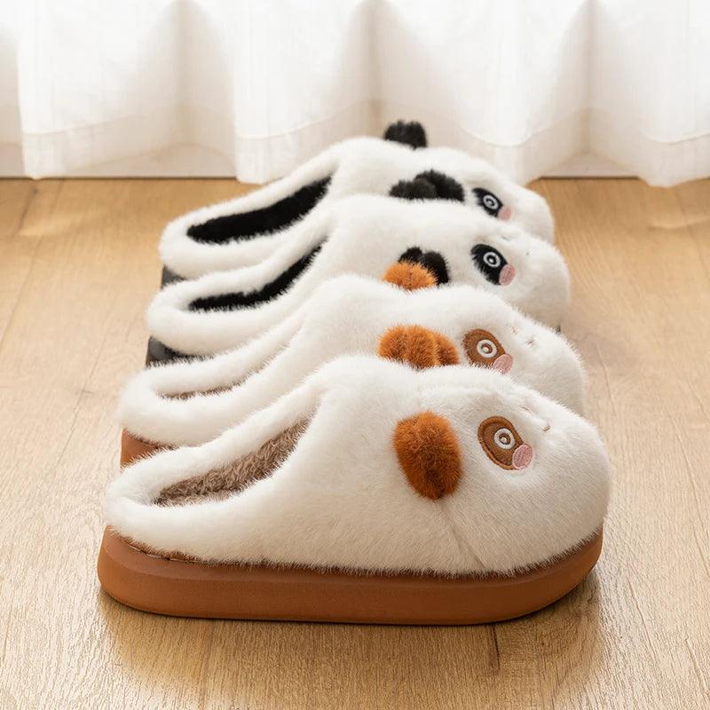 Plush Panda Slippers for Women | Warm Winter Bedroom Slides - Dhavinci