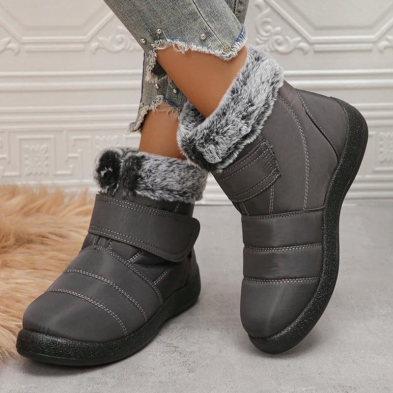 Waterproof Faux Fur Snow Boots - Warm Winter Ankle Boots for Women - Dhavinci