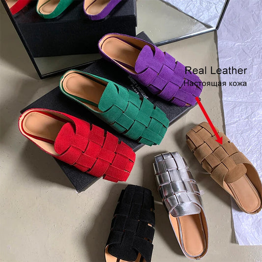 JOZHAMTA Size 34-43 Women Casual Slippers Real Leather Comfort Chunky Low Heels Summer Shoes Home Outdoor Daily Slides Sandals - Dhavinci