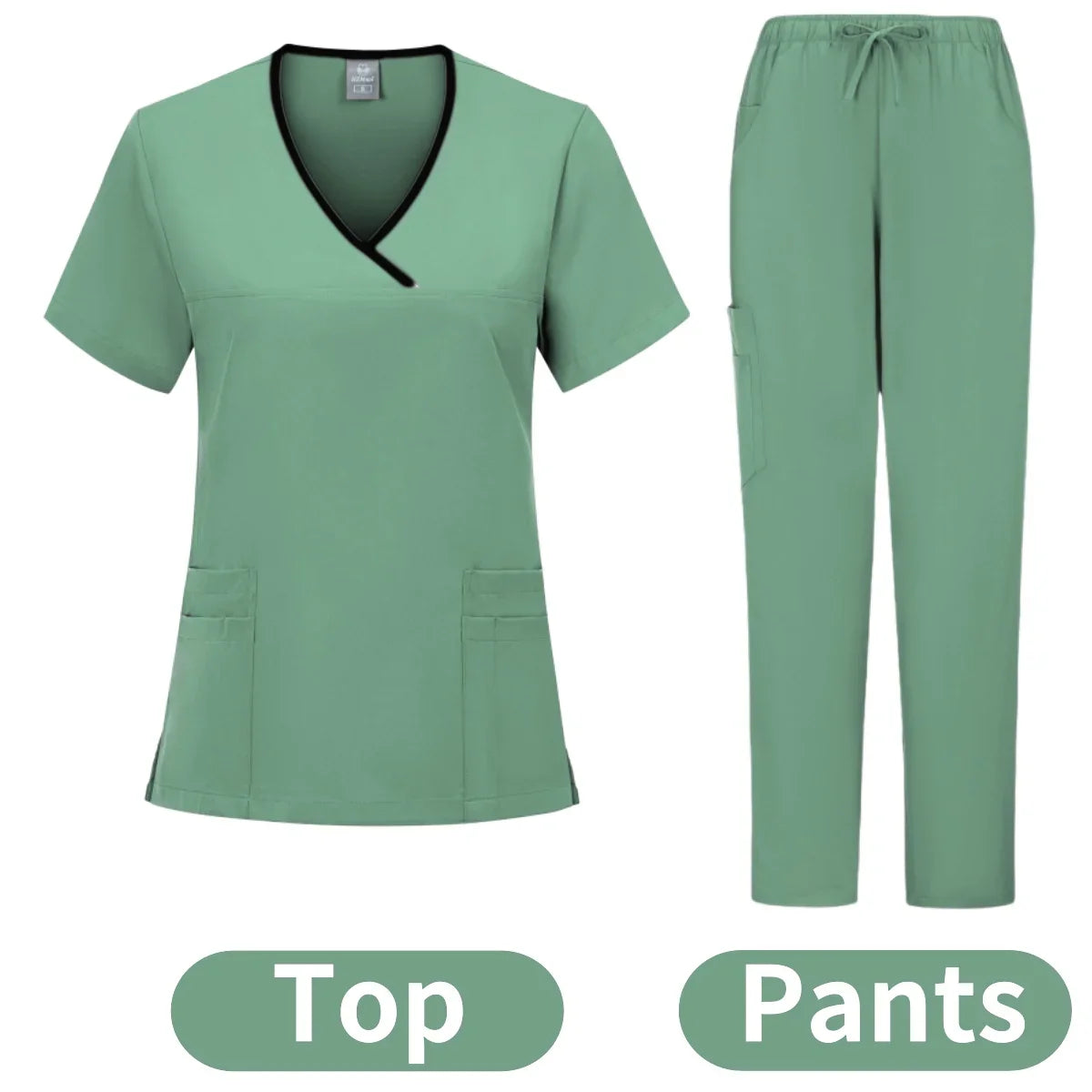 Medical Nurse Beauty Salon Workwear Clinical Scrubs Top + Pant Spa Doctor Nursing Tunic Suit Surgical Uniforms Woman Scrub Set - Dhavinci