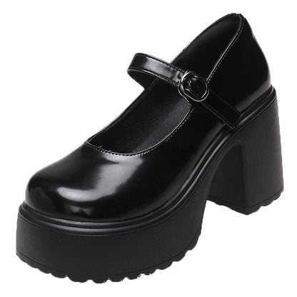 Chunky Platform Mary Jane Shoes for Women | Patent Leather Pumps - Dhavinci