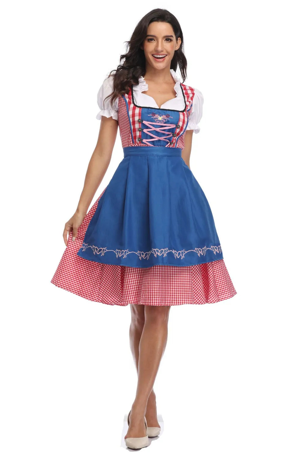 Traditional Bavarian Oktoberfest Costumes Plaid Dirndl Dresses Women Apron Dress German Beer Wench Maid Cosplay Party Dress - Dhavinci