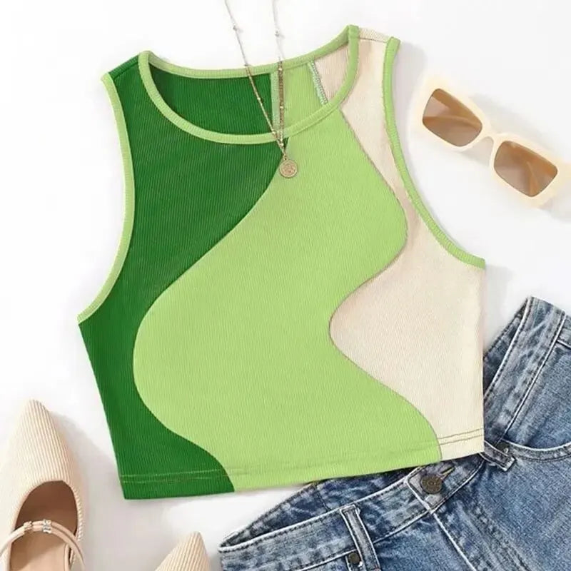 Color Matching T-Shirt Vest for Women | Stylish & Versatile Tank Top - Dhavinci