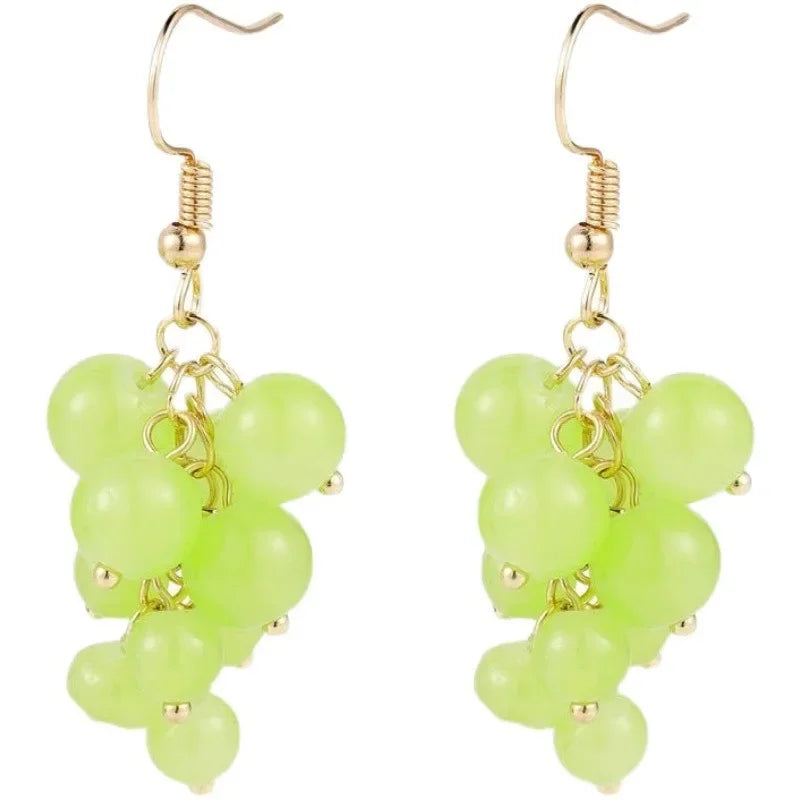 Mini Grape Earrings | Trendy Green Bead Dangle Jewelry for Women