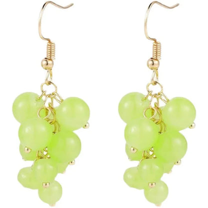 Mini Grape Earrings | Trendy Green Bead Dangle Jewelry for Women