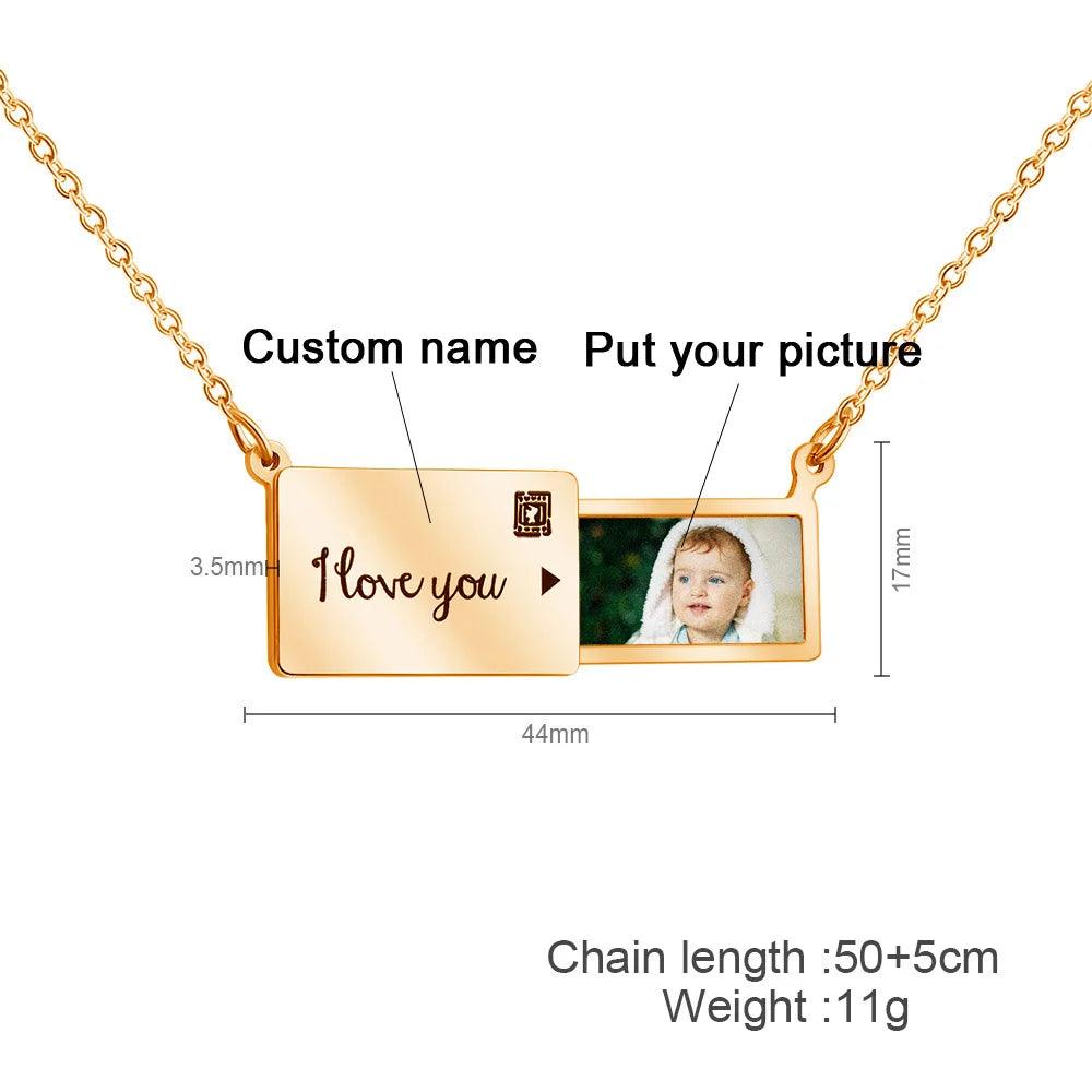 Custom Envelope Necklace | Personalized Photo & Name Pendant - Dhavinci