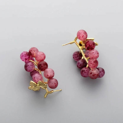 Grape Dangle Earrings | Fruit-Shaped Stylish Dangling Accessories