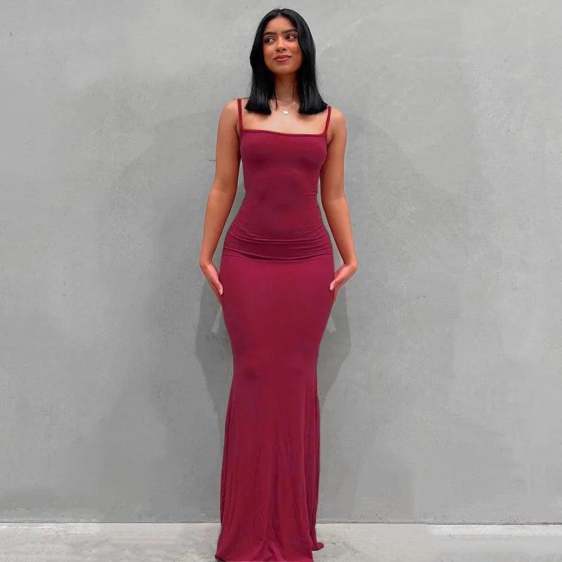 Sexy Spaghetti Strap Maxi Dress | Women’s Y2K Bodycon Dress - Dhavinci