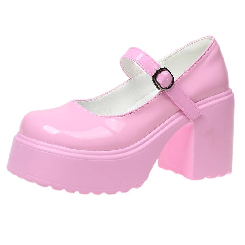 Chunky Platform Mary Jane Shoes for Women | Patent Leather Pumps - Dhavinci