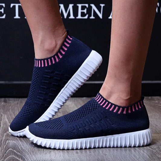 Breathable Soft Bottom Knitting Sneakers for Women | Slip-On Flats - Dhavinci