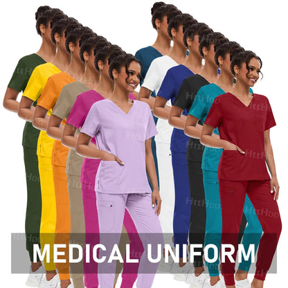 Scrub Sets Uniform Women Joggers Hospital Accessories Medical Surgical Gown Pharmacy Healthcare Work Wear Unisex Mens Scrub Soft - Dhavinci