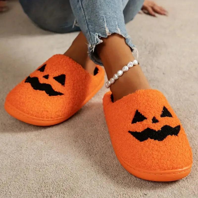 Halloween Style Warm Home Slippers for Women | Plush Closed Toe Slides - Dhavinci