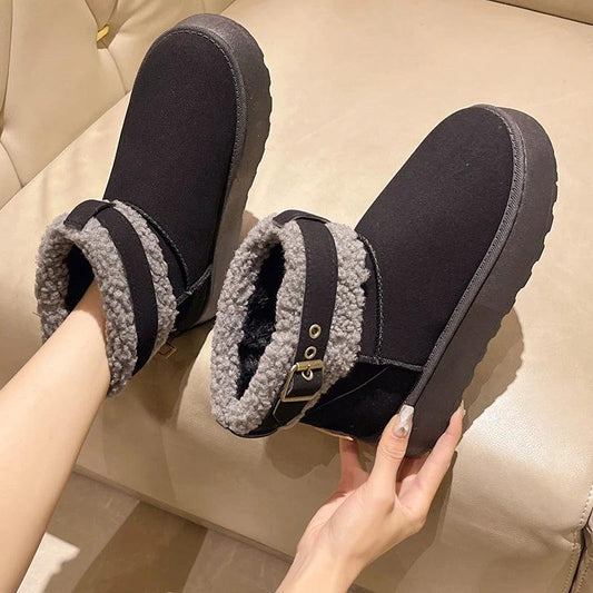 Faux Fur Buckle Snow Boots for Women | Warm Winter Ankle Boots &nbsp; - Dhavinci