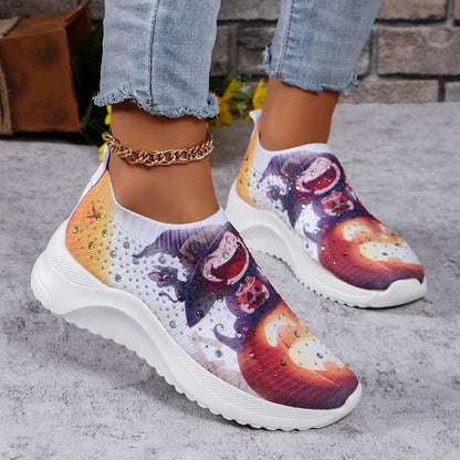 Christmas Women’s Sneakers | 2024 Fashion Print Slip-On Flats - Dhavinci