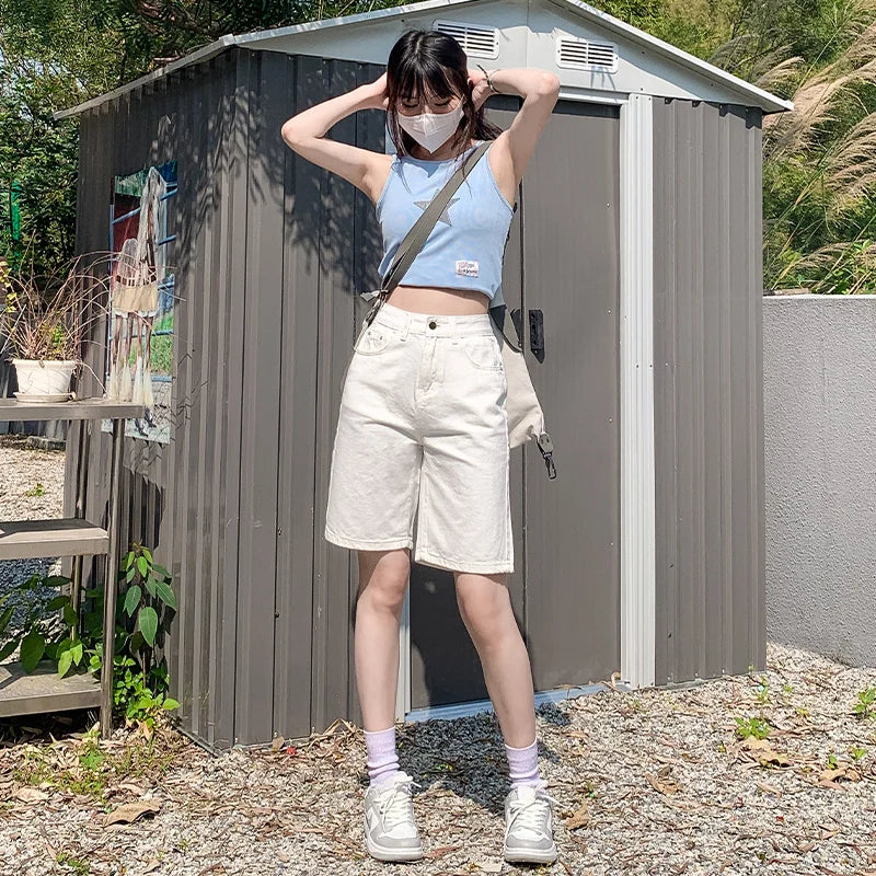 Belted Denim Shorts for Women | Y2K Vintage Streetwear Summer Shorts - Dhavinci