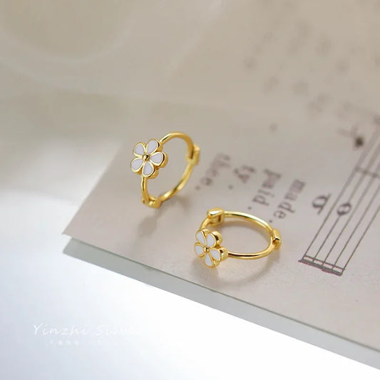 REETI 925 Sterling Silver Earrings Flower Gold Earrings For Women Gift Earings Fashion Jewelry Korean Earrings - Dhavinci