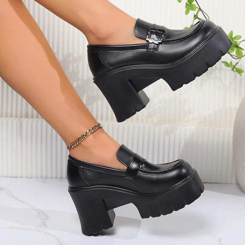 Super High Heel Mary Janes for Women | Chunky Platform Pumps - Dhavinci