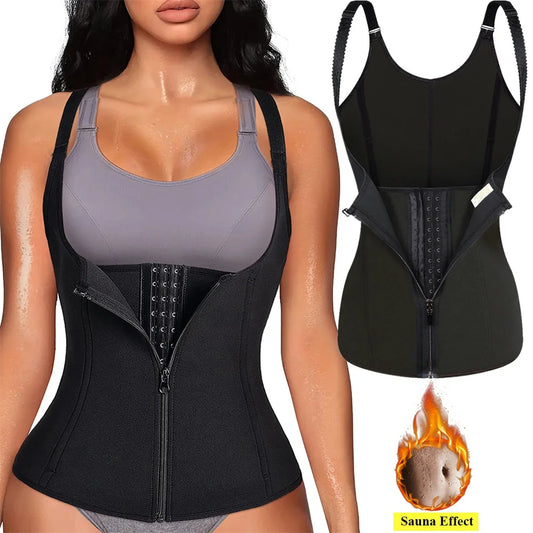 Waist Trainer Tank Top For Women Zipper Body Shaper Tummy Control Sleeveless Top Women's Activewear Body Shaping Underwear - Dhavinci