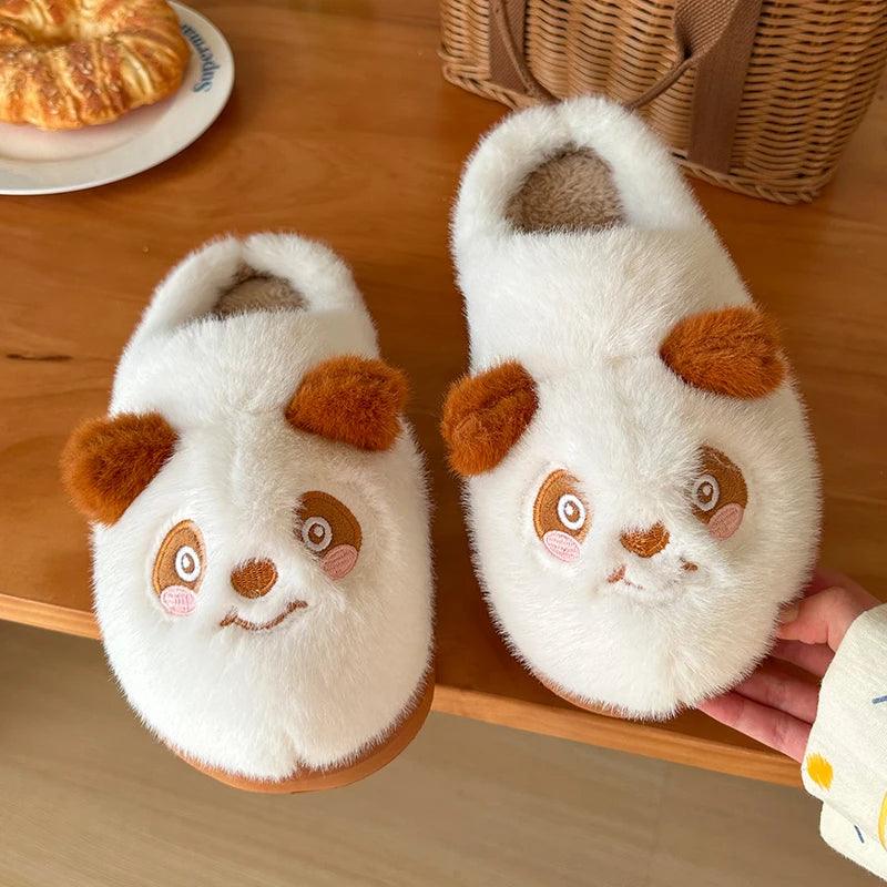 Plush Panda Slippers for Women | Warm Winter Bedroom Slides - Dhavinci