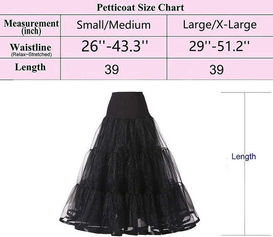 WOWBRIDAL 95CM Long Petticoat Ruffled Crinoline Vintage Wedding Bridal  for  Dresses Underskirt Rockabilly Tutu - Dhavinci