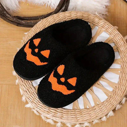 Halloween Style Warm Home Slippers for Women | Plush Closed Toe Slides - Dhavinci