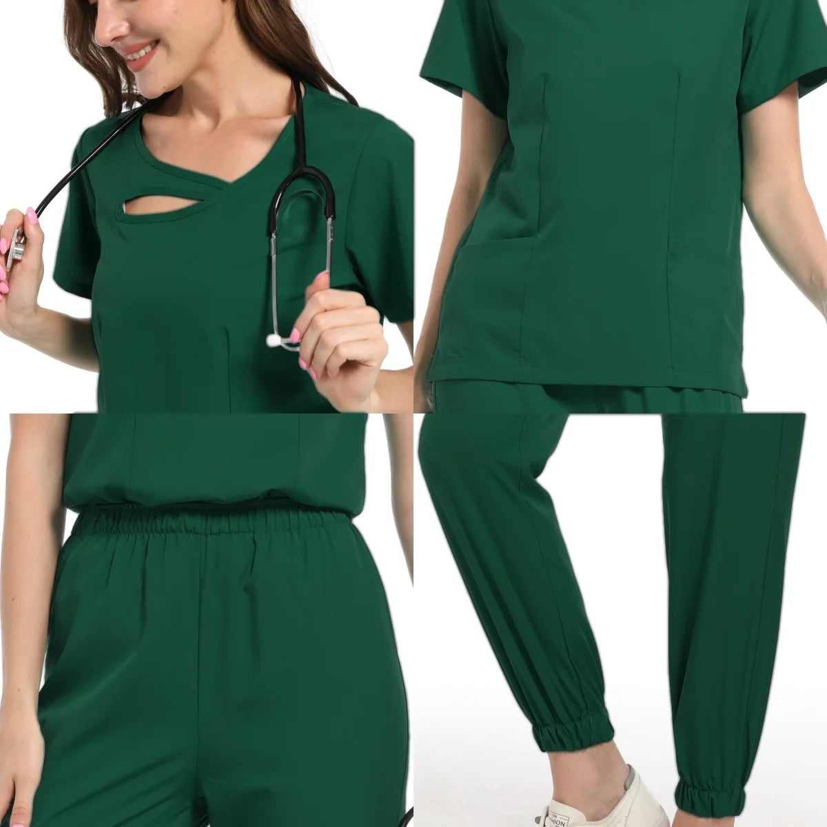 New Scrubs Set Medical Uniforms Stretch Scrub Tops With Pocket Pants Nurse Uniform Doctor Surgery Overalls Beauty Salon Workwear - Dhavinci