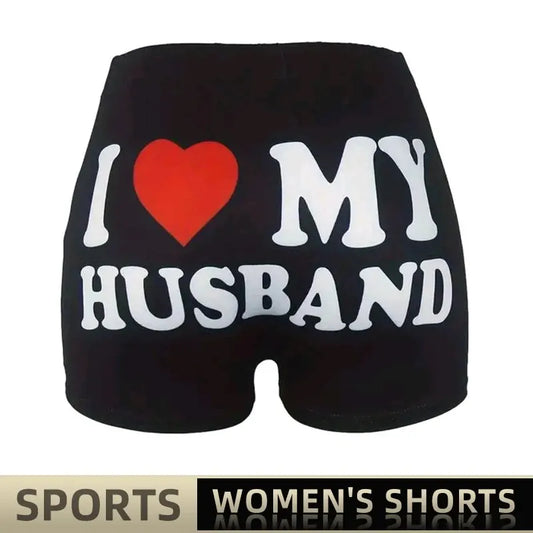 Women Shorts Sleep Bottoms Pajamas Boxers Black S M L Love Letter Printing Painted Design Casual Sports Fitness Sleep - Dhavinci