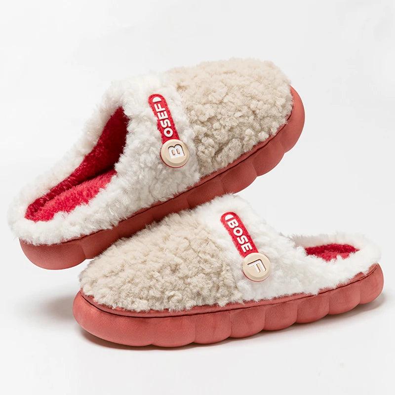 Winter Fluffy Slippers for Women | Closed-Toe Plush Home Shoes - Dhavinci