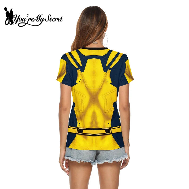 Deadpool Women’s Cosplay T-Shirt | Wolverine Printed Party Top - Dhavinci