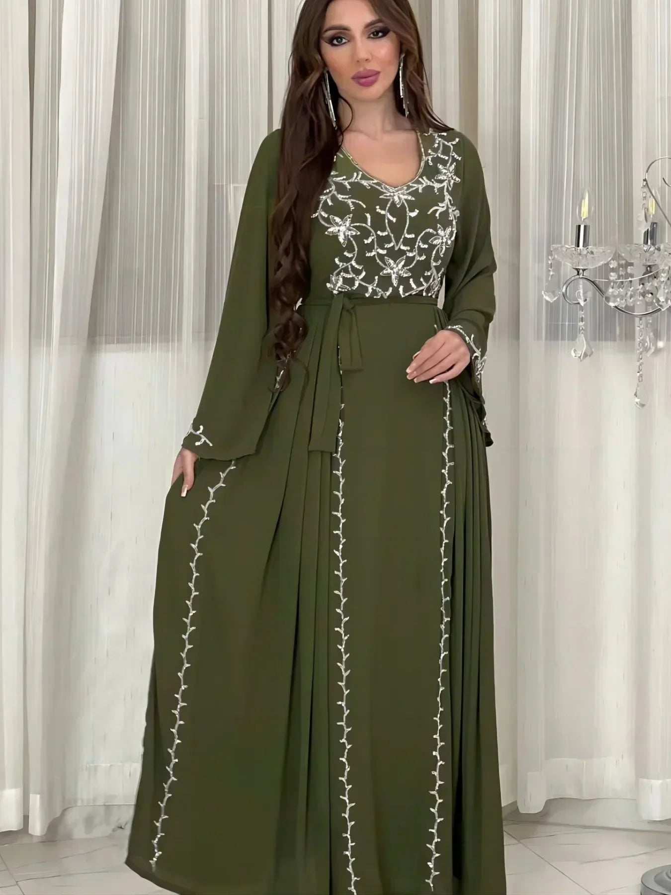 Eid Muslim Abaya for Women | Embroidered Party Dresses & Kaftan - Dhavinci