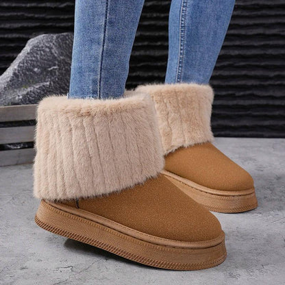 Warm Faux Fur Snow Boots for Women | Non-Slip Plush Platform Ankle Boots - Dhavinci